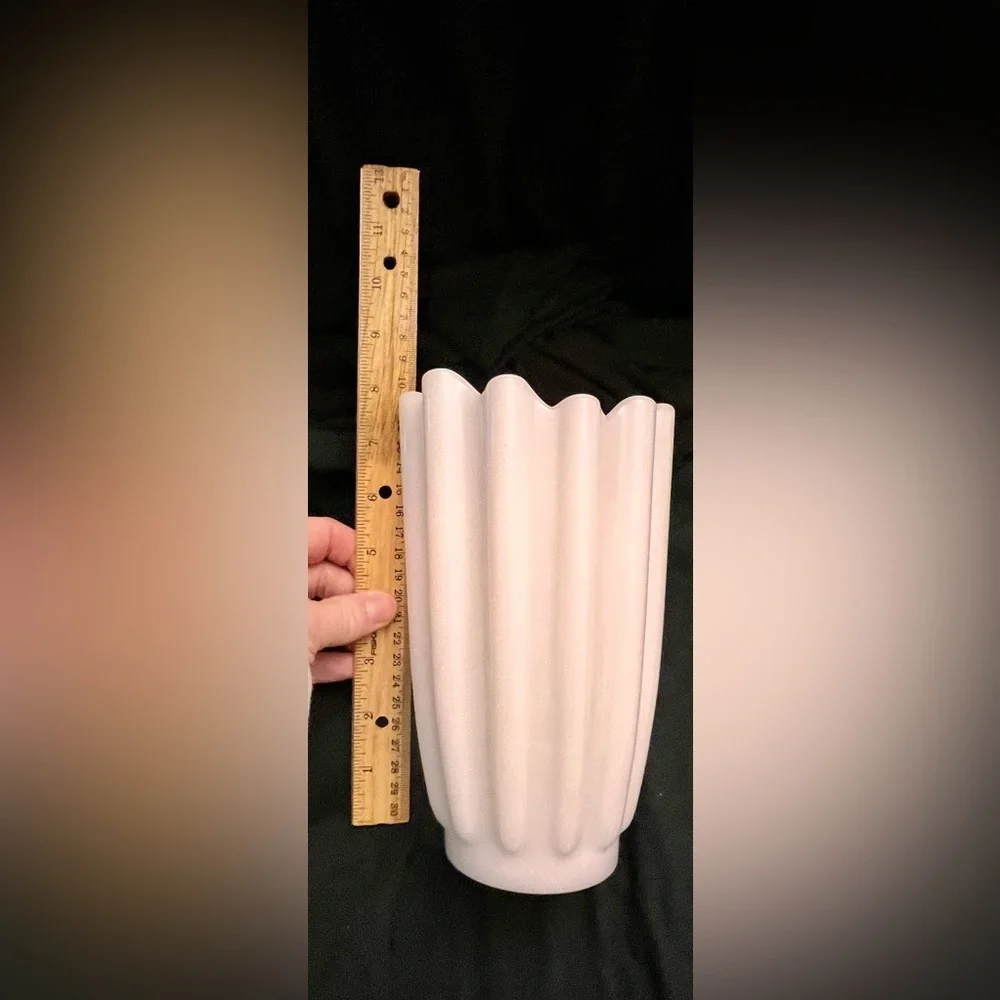 Fostoria Celestial Milk Glass Vase VTG MCM Asymmetric Ribbed 8